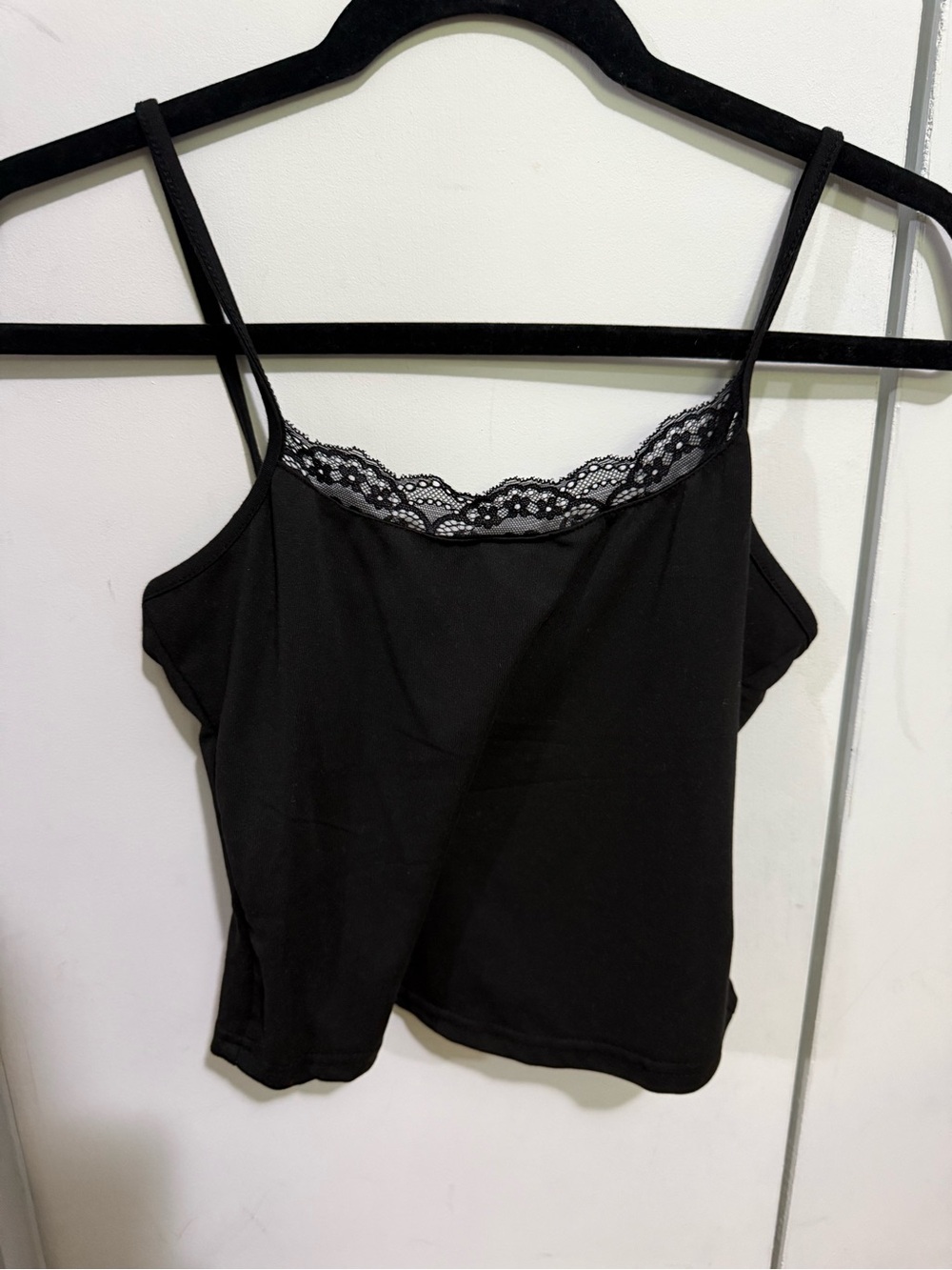 Amazon Black Lace-Trim Spaghetti Strap Tank